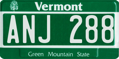 VT license plate ANJ288