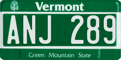 VT license plate ANJ289