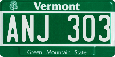 VT license plate ANJ303
