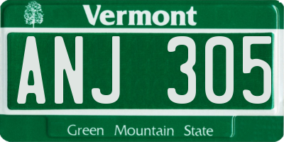 VT license plate ANJ305