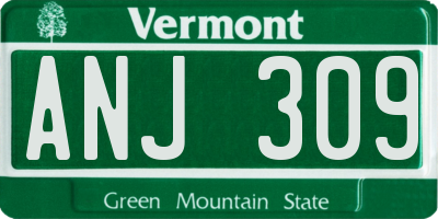 VT license plate ANJ309