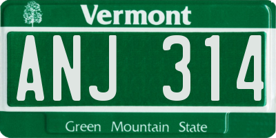 VT license plate ANJ314