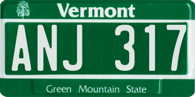 VT license plate ANJ317