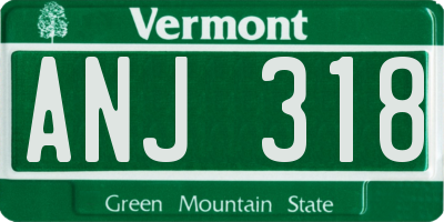 VT license plate ANJ318