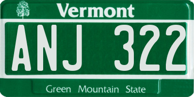 VT license plate ANJ322
