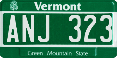 VT license plate ANJ323