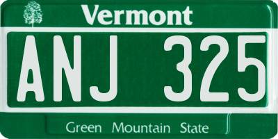 VT license plate ANJ325