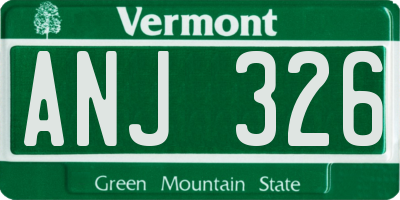 VT license plate ANJ326