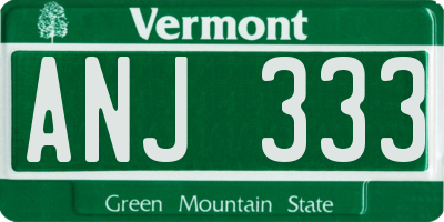 VT license plate ANJ333
