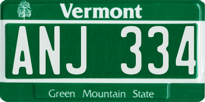 VT license plate ANJ334