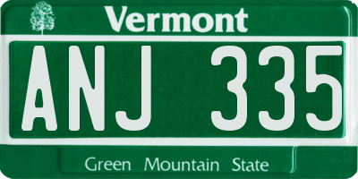 VT license plate ANJ335