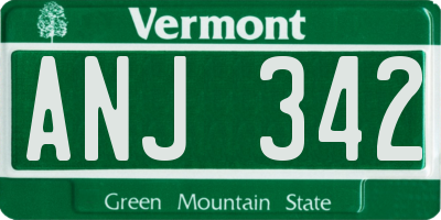 VT license plate ANJ342