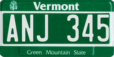 VT license plate ANJ345