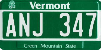 VT license plate ANJ347