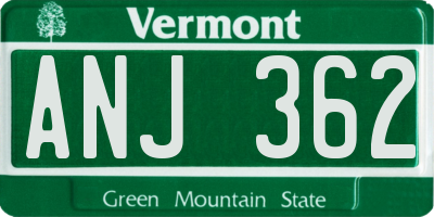 VT license plate ANJ362