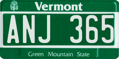 VT license plate ANJ365