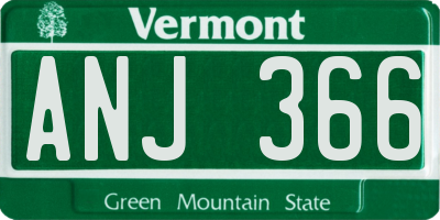 VT license plate ANJ366