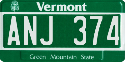 VT license plate ANJ374