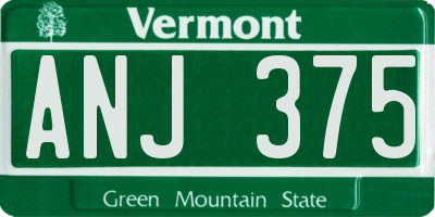 VT license plate ANJ375