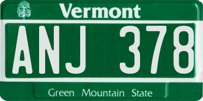 VT license plate ANJ378