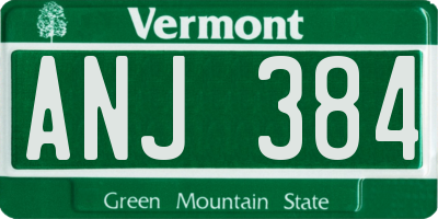 VT license plate ANJ384
