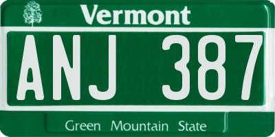 VT license plate ANJ387