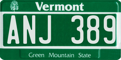 VT license plate ANJ389