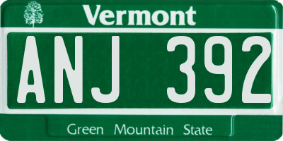 VT license plate ANJ392