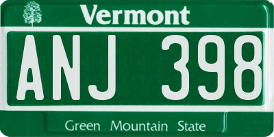 VT license plate ANJ398