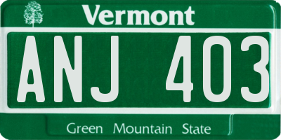 VT license plate ANJ403