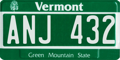 VT license plate ANJ432