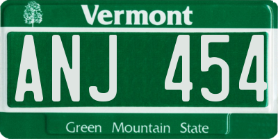 VT license plate ANJ454
