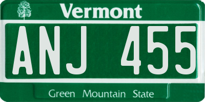 VT license plate ANJ455