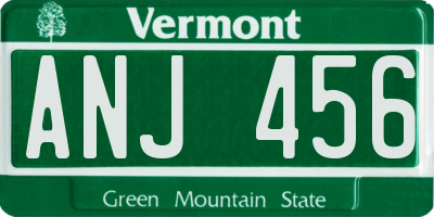 VT license plate ANJ456