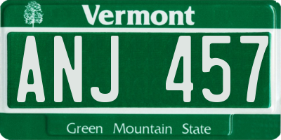 VT license plate ANJ457