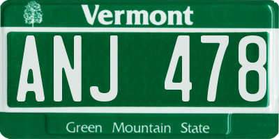 VT license plate ANJ478