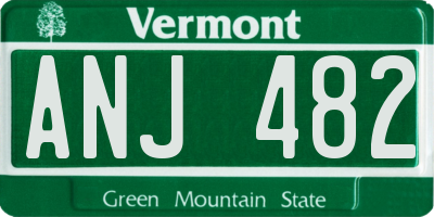 VT license plate ANJ482