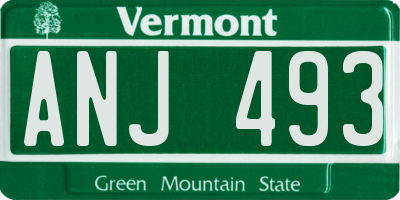 VT license plate ANJ493