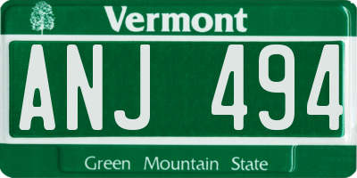 VT license plate ANJ494