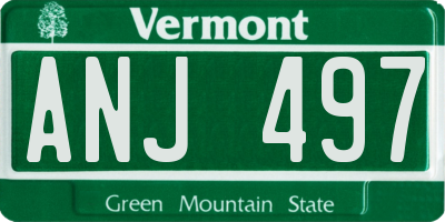 VT license plate ANJ497
