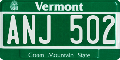 VT license plate ANJ502