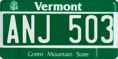 VT license plate ANJ503