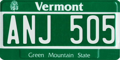 VT license plate ANJ505