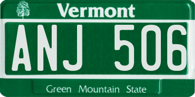 VT license plate ANJ506
