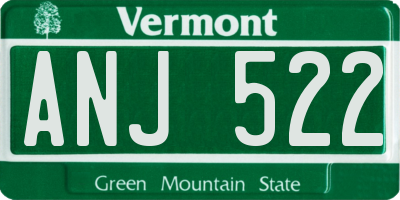 VT license plate ANJ522