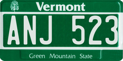 VT license plate ANJ523