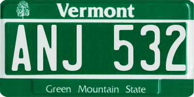 VT license plate ANJ532