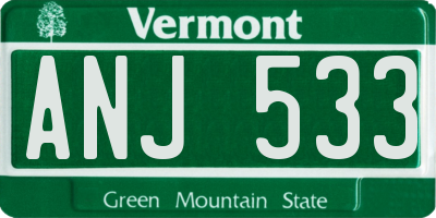 VT license plate ANJ533
