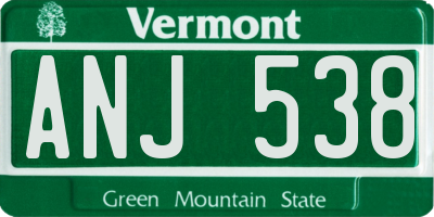 VT license plate ANJ538