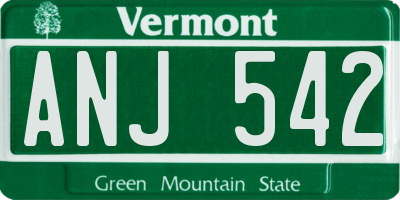 VT license plate ANJ542